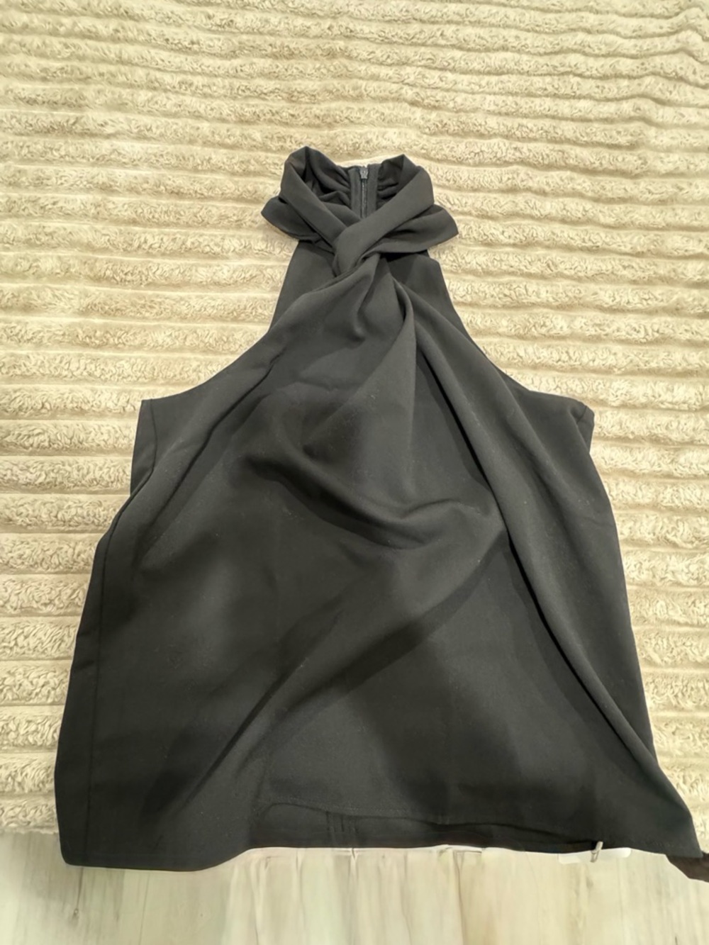 Commense Black Halter Top with Twist Detail